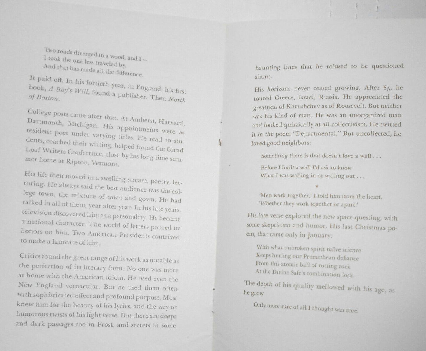 Robert Frost 1874 - 1963, by Louis M. Lyons -- pamphlet text of radio broadcast