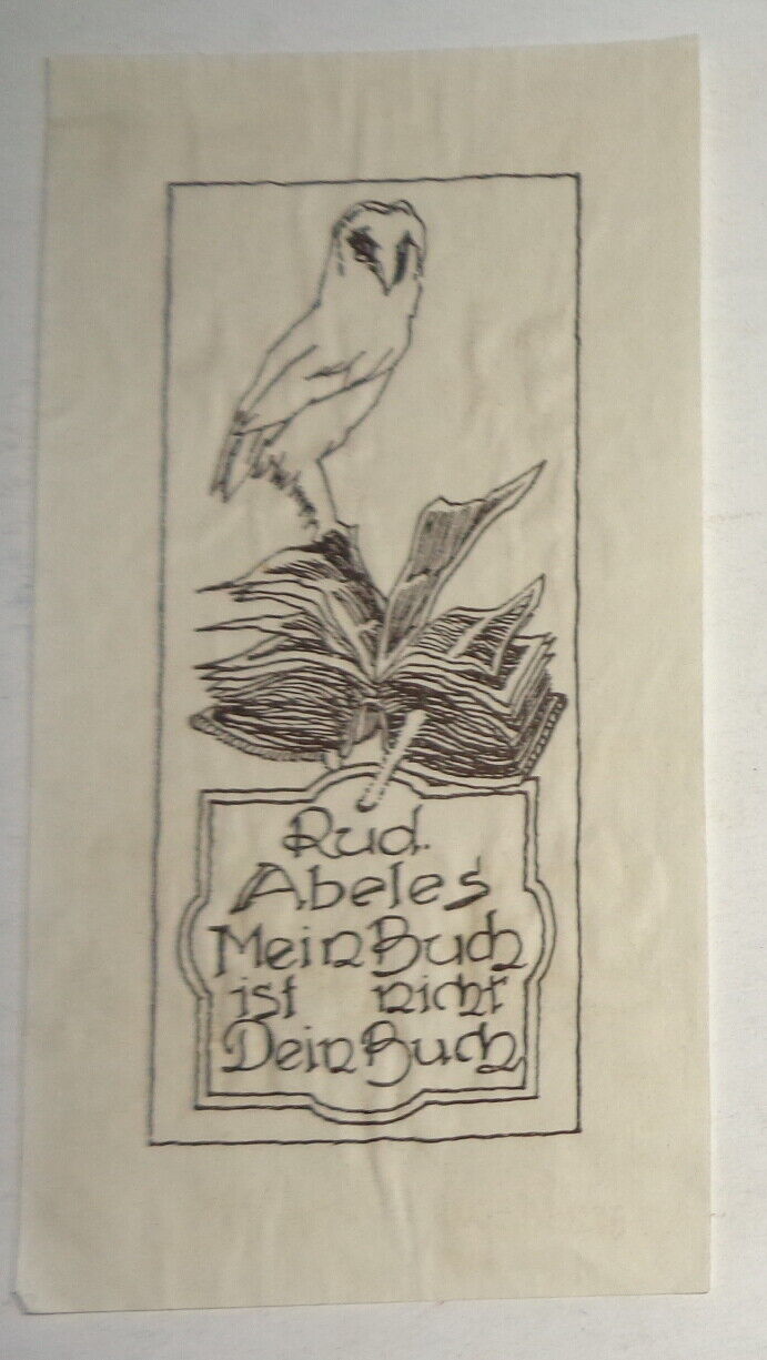 Rud Abeles, Ex Libris Bookplate. German. Circa 1930.