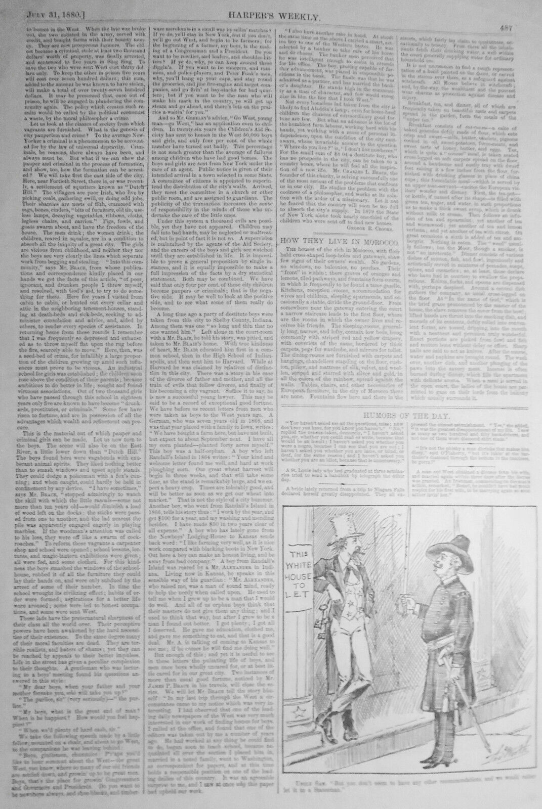 HARPER'S WEEKLY, July 31, 1880 - Democratic Trojan Horse / Circus accident, etc