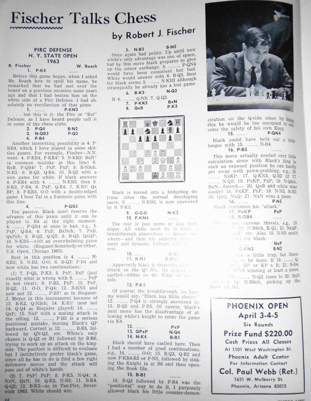 Chess Life, Feb 1964 : Bobby Fischer photos and analysis; computer chess, etc.