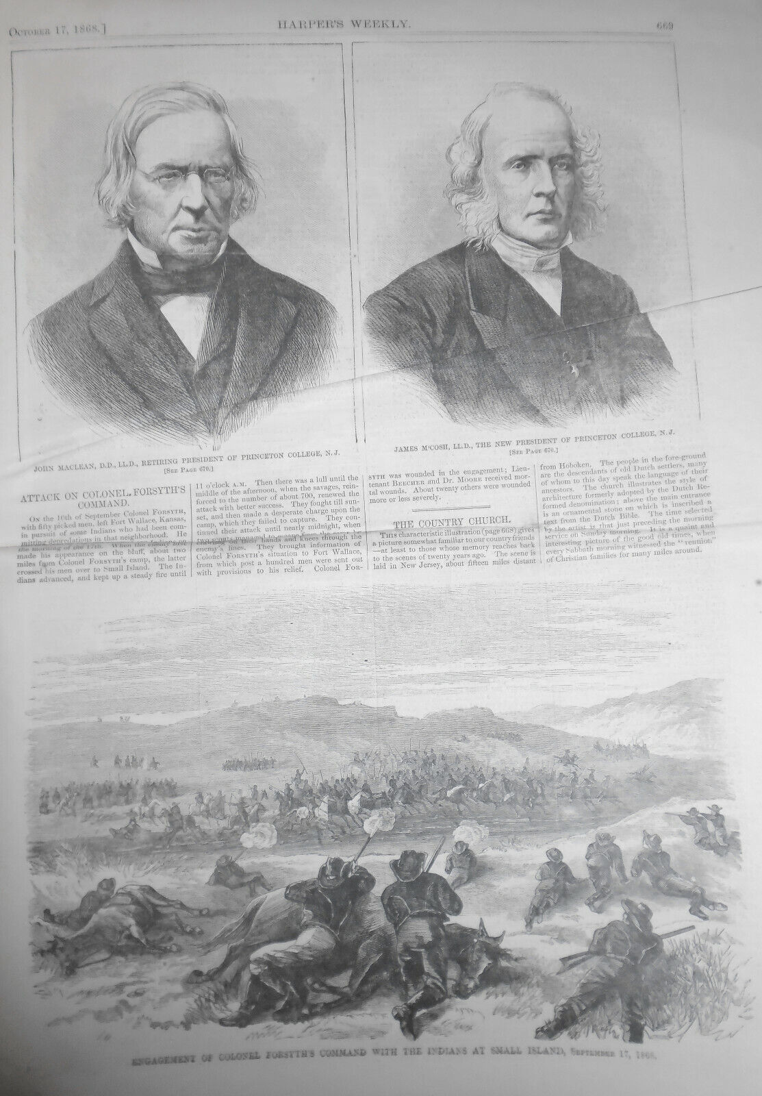 Harper's Weekly - Complete Original Oct 17, 1868 Boys In Blue, Country Church...