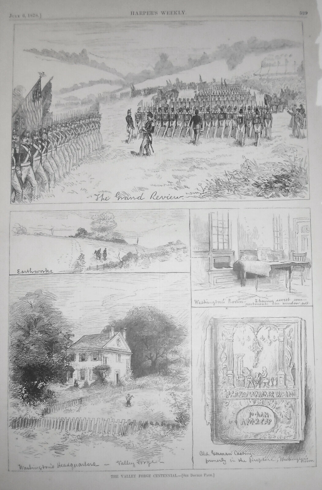 The Valley Forge Centennial - Harper's Weekly July 6, 1878 - Original Print