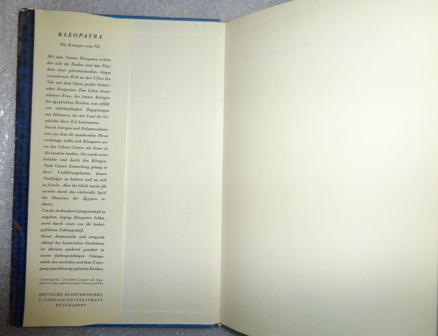 Kleopatra. Die Königin vom Nil. Roman. By Otfrid von Hanstein. 1953 Hardcover