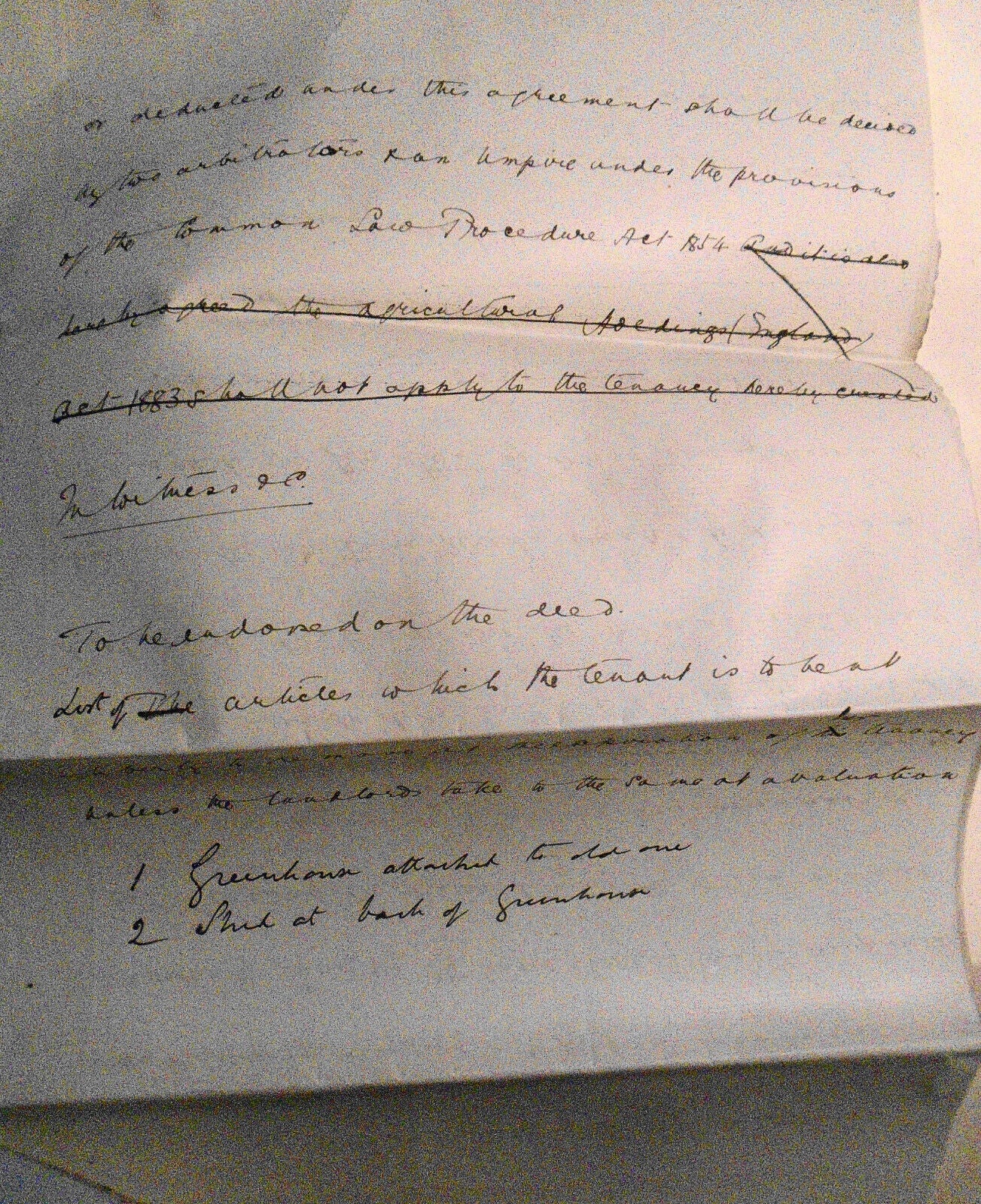 1889 Lease draft. Hereford, England. Clark and Martin to Mrs. Annie Ballard.