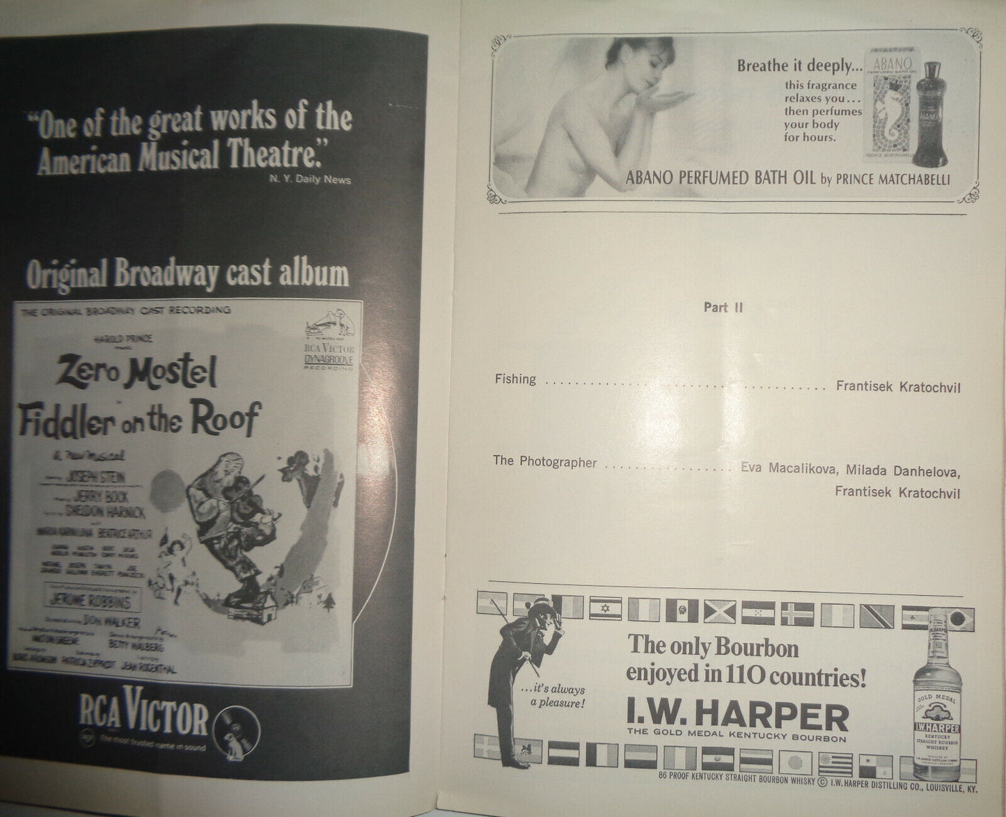 APPARITION THEATRE OF PRAGUE - PLAYBILL - PREMIERE PERFORMANCE - NOV 16, 1966