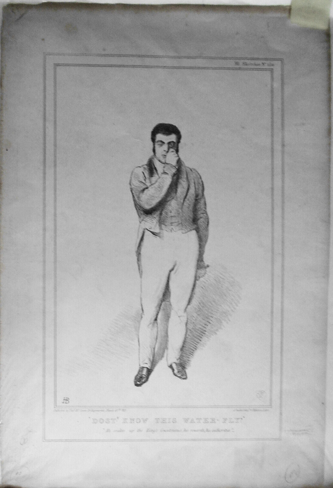 1833 "Dost know this water-fly?"- by John Doyle (HB). Original lithograph.