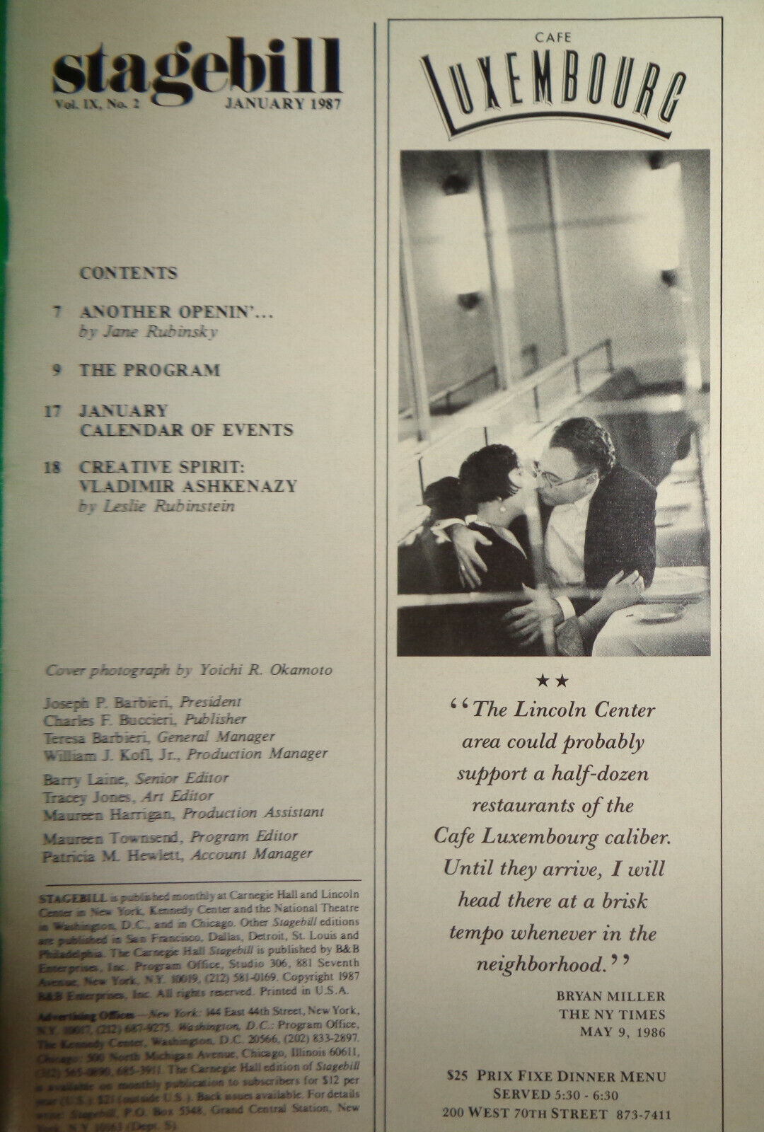 Samuel Ramey, Bass & Warren Jones, Piano - Carnegie Hall Stagebill - Jan 9, 1987