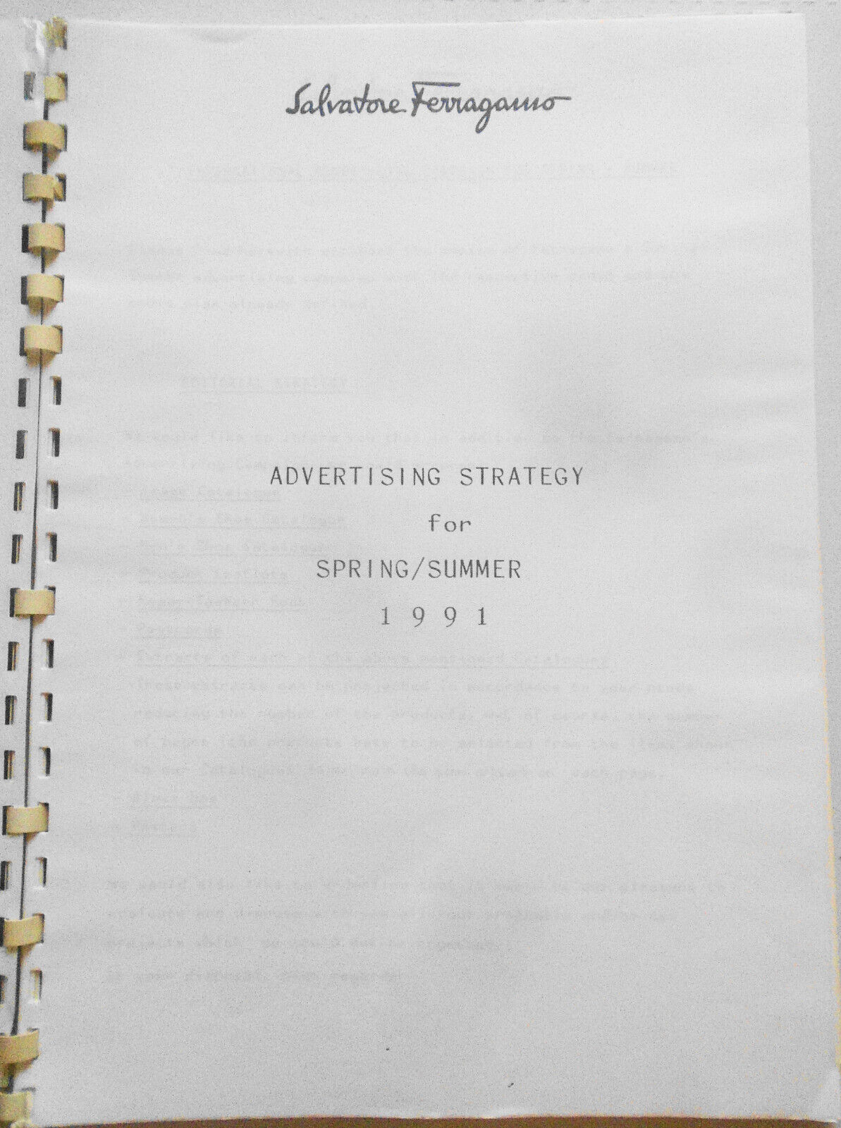 Salvatore Ferragamo Advertising Strategy for Spring/Summer 1991. With photos/ads