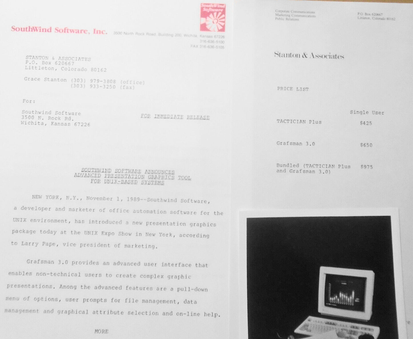 Tactician Plus - first spreadsheet for NeXT Computer - Promo literature, 1989