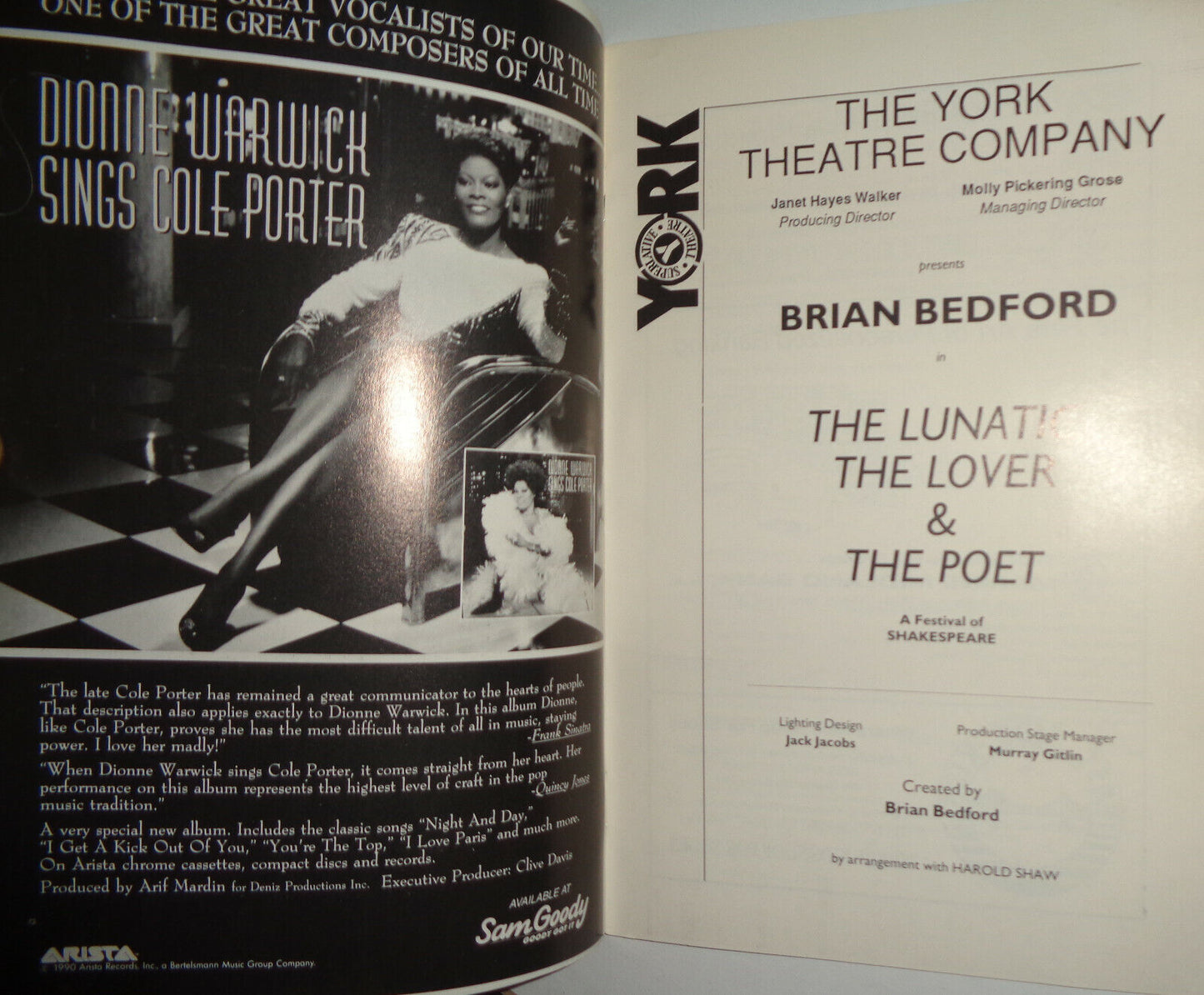 THE LUNATIC, THE LOVER & THE POET - THE YORK PLAYGOER - NOV 28-DEC 16, 1990