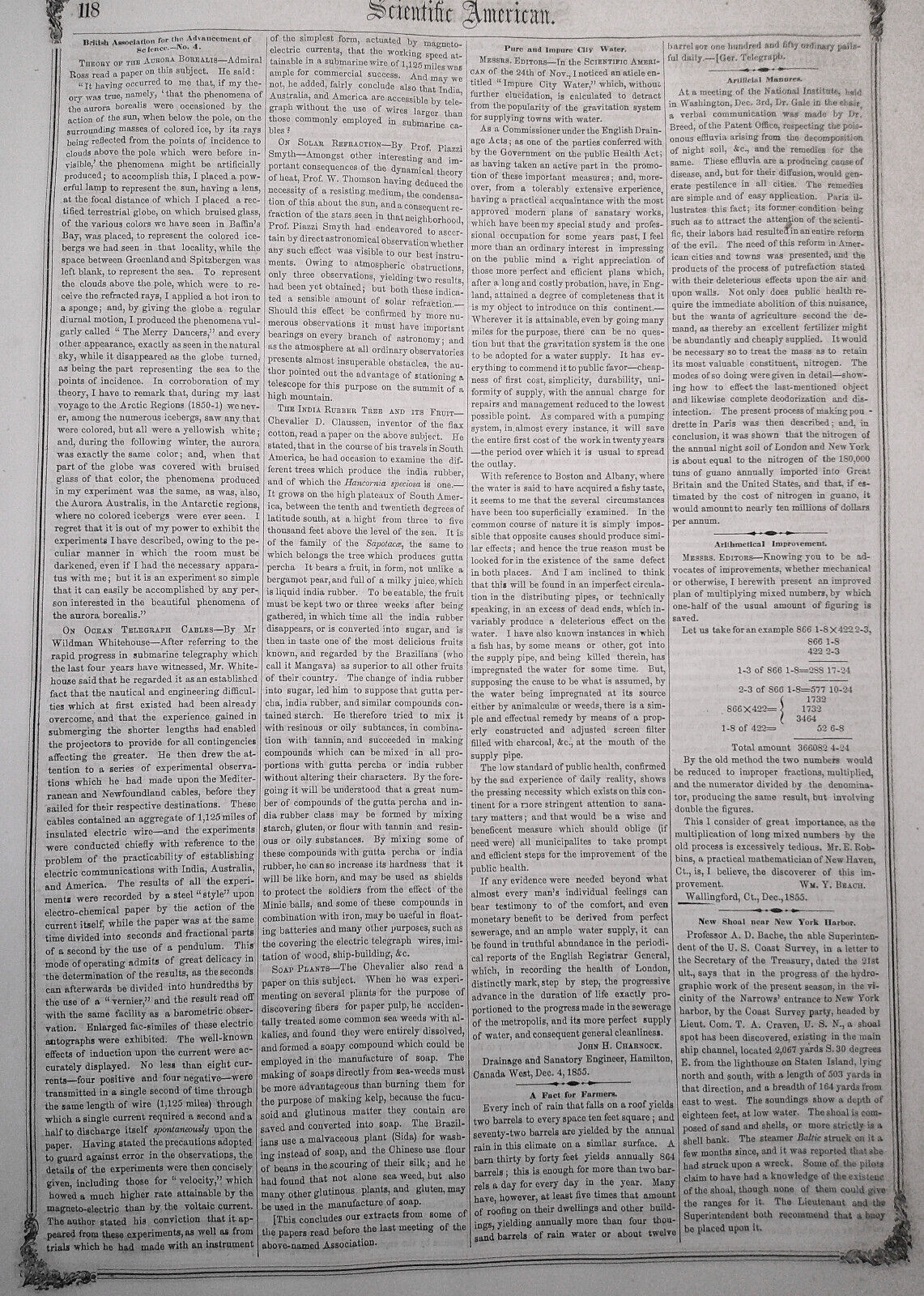 Scientific American, December 23, 1855. Improvement in Billiard Tables, etc