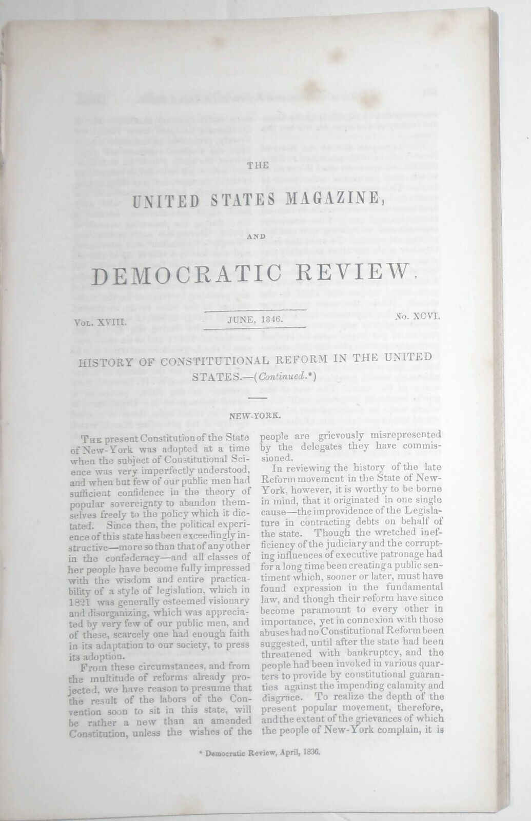 United States Magazine & Democratic Review June 1846 - Nathaniel Hawthorne ...