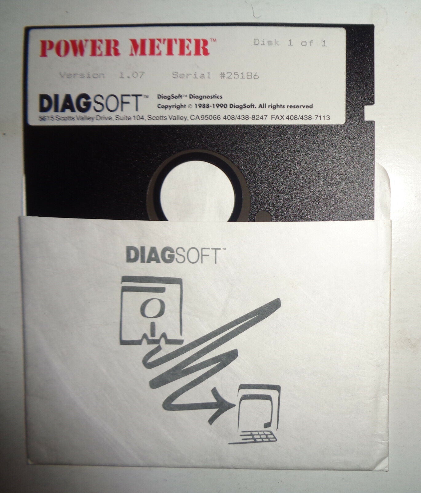 Power Meter, by DiagSoft, 1990. PC performance measurement tool for IBM 5 1/4 in