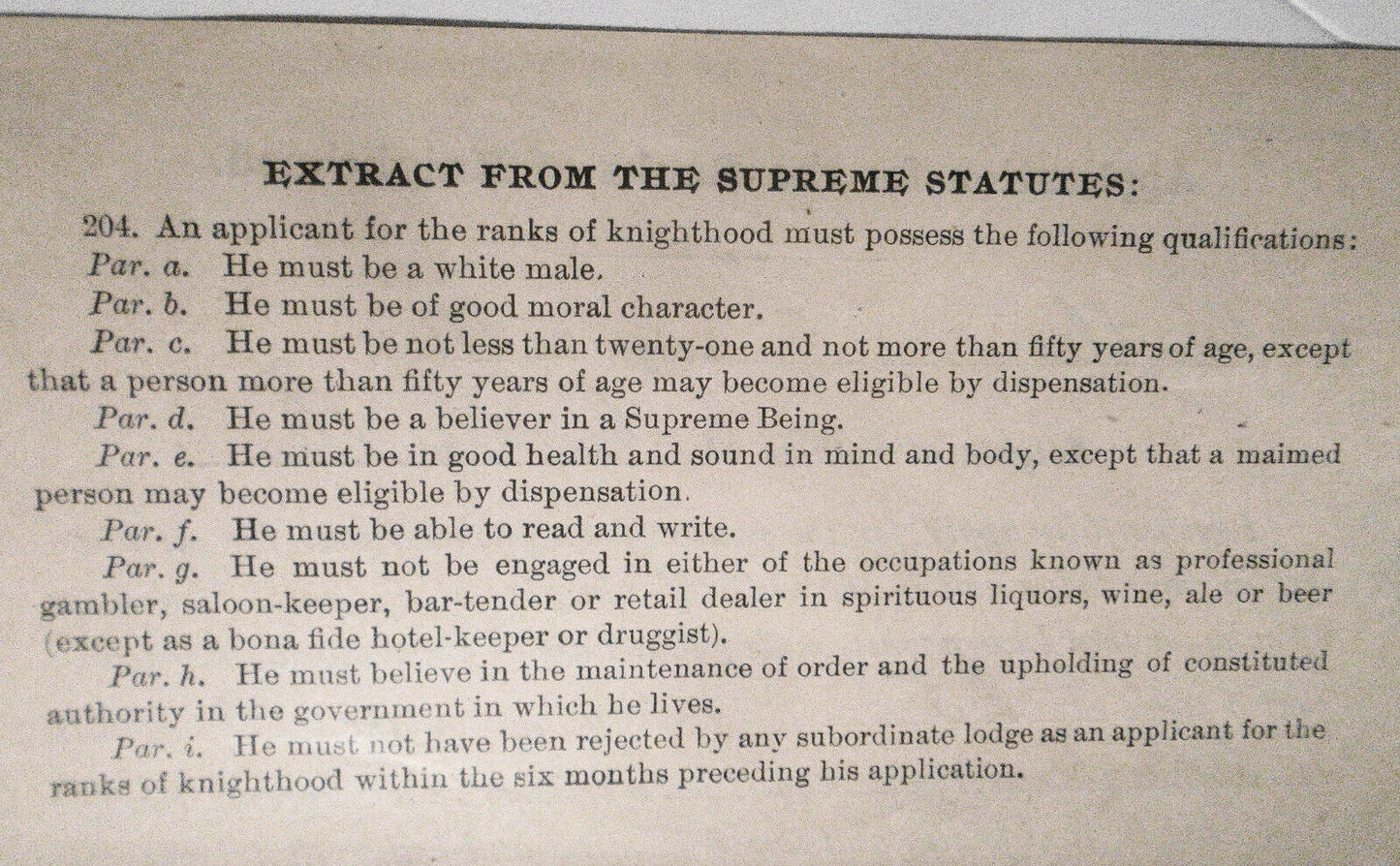 1906 Application for Rank of Knighthood - Butler Lodge, Knights of Pythias, PA