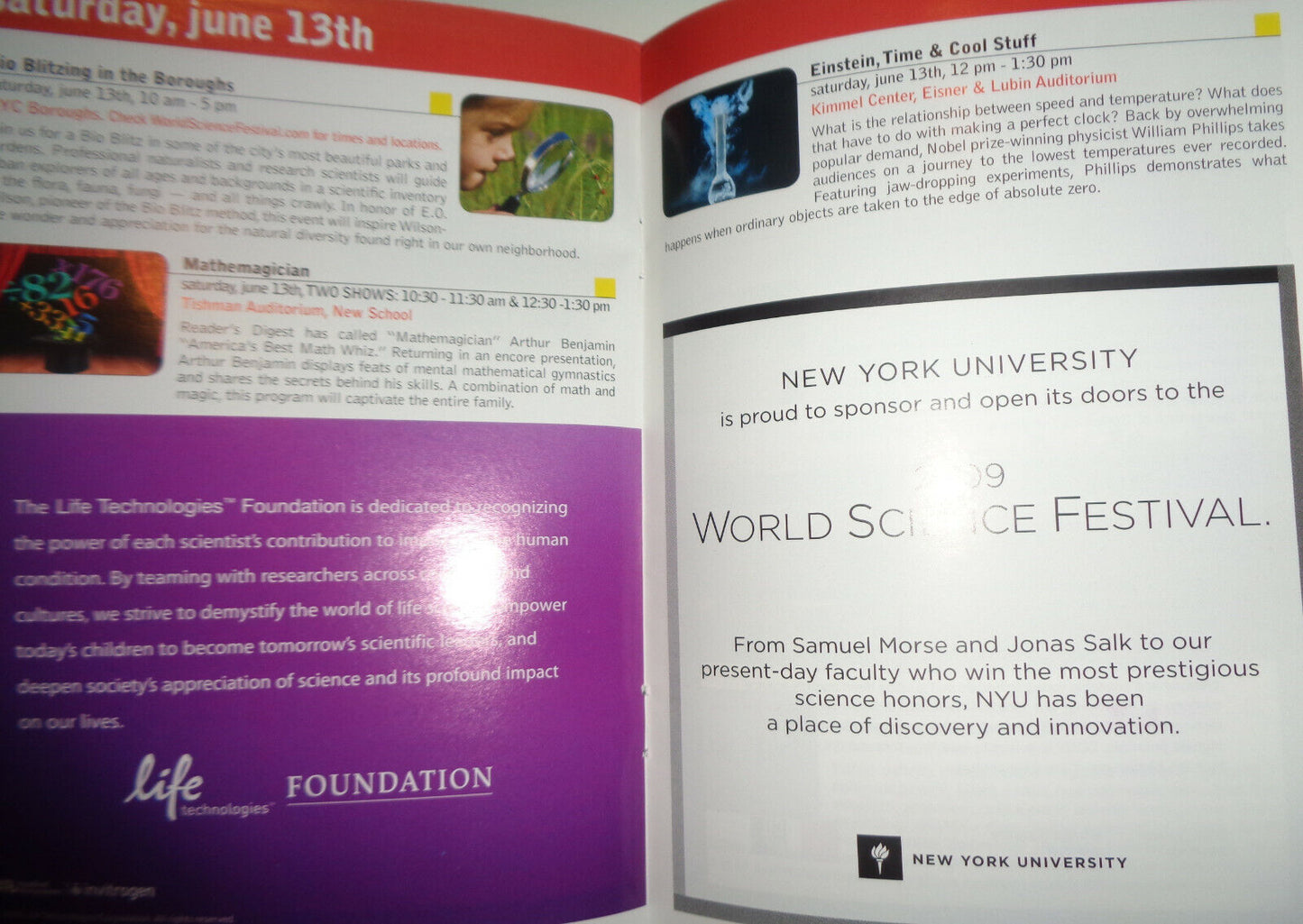 HONORING EDWARD O. WILSON, WORLD SCIENCE FESTIVAL 2009 - PLAYBILL, ETC - 4 ITEMS