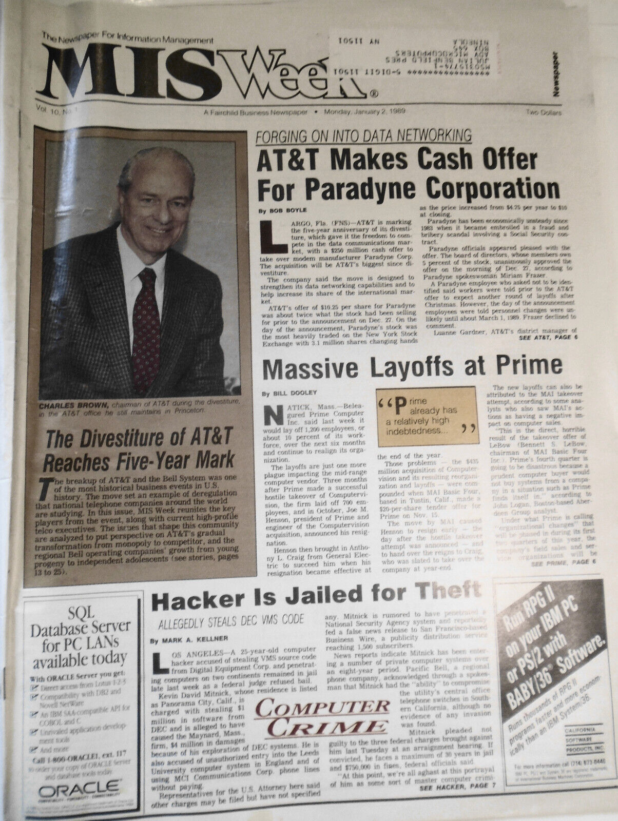 MIS Week, January 2, 1989