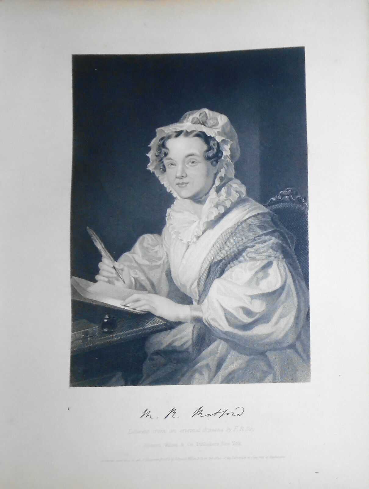 Mary Russell Mitford - steel engraving - 1873 - Duyckinck Portrait Gallery