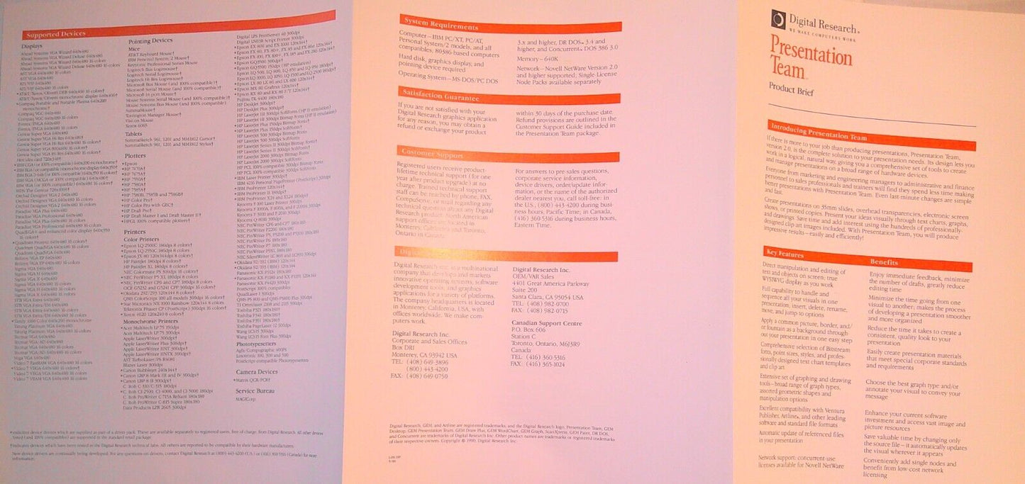 Digital Research Press Kit, 1990 - Artline, Dr. Dos & Presentation Team.