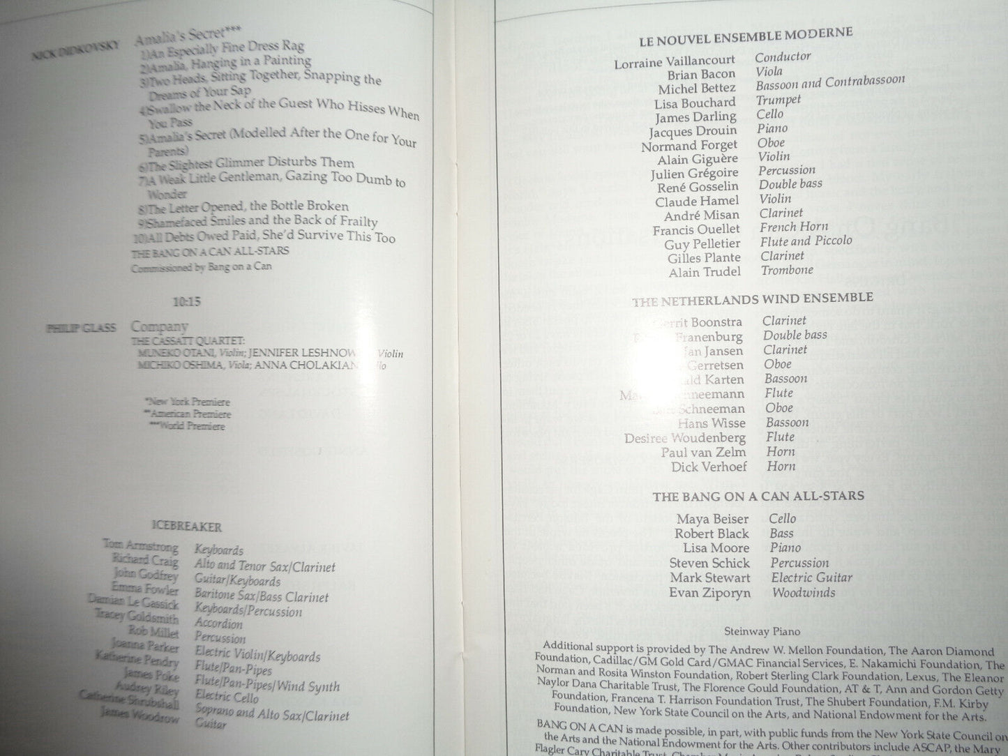BANG ON A CAN MARATHON - LINCOLN CENTER STAGEBILL - SUNDAY, MAY 8, 1994