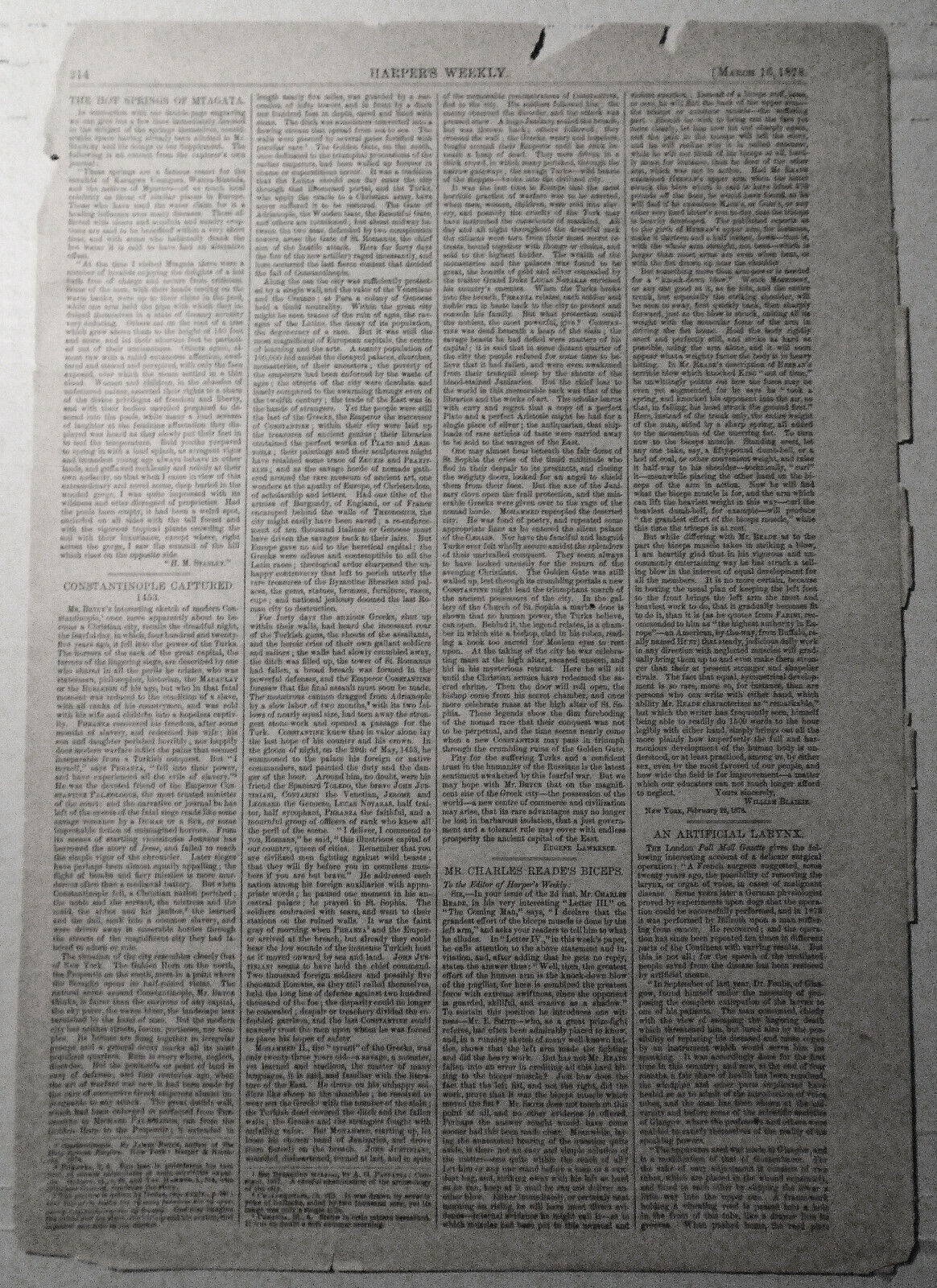 Stanley's Expedition to Hot Springs Of Mtagata - Harper's Weekly March 16, 1878