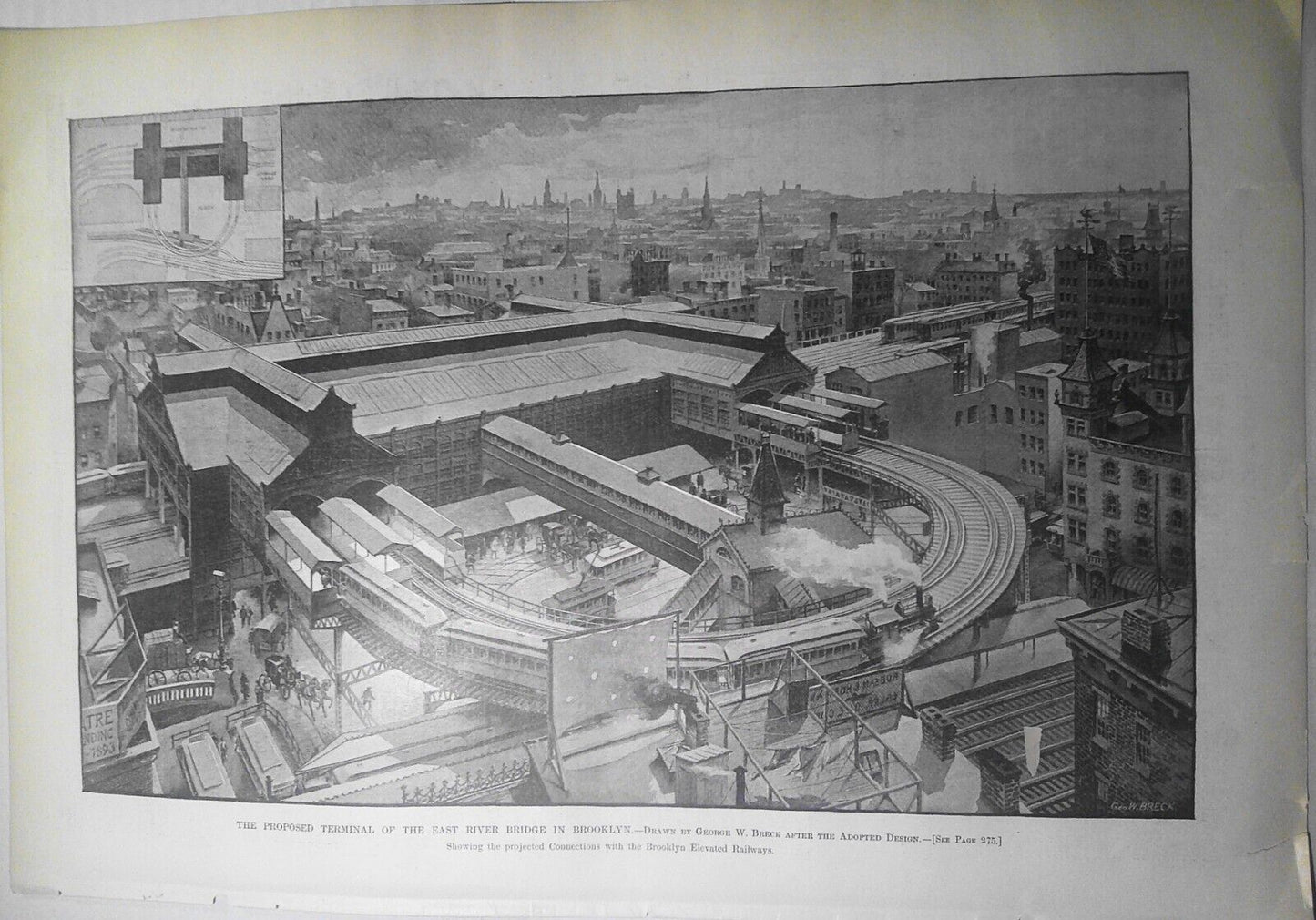 1893 The Proposed Terminal of the East River Bridge in Brooklyn. Harper's Weekly