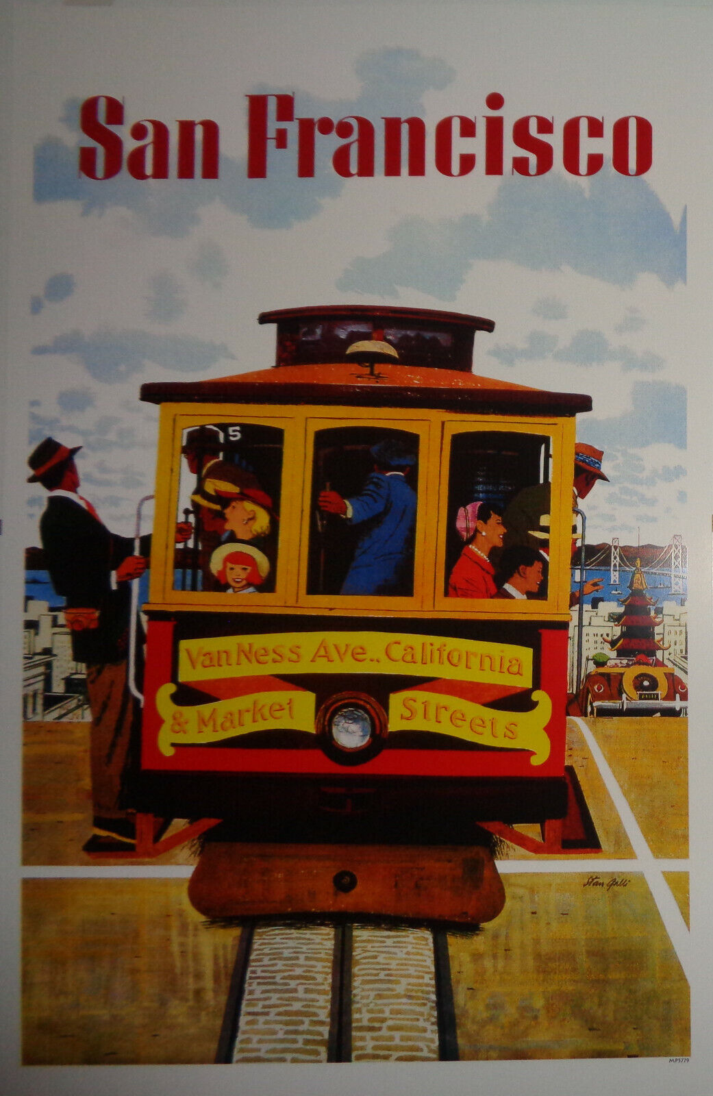 San Francisco - Van Ness & Market streets Cable Car - Window card Poster