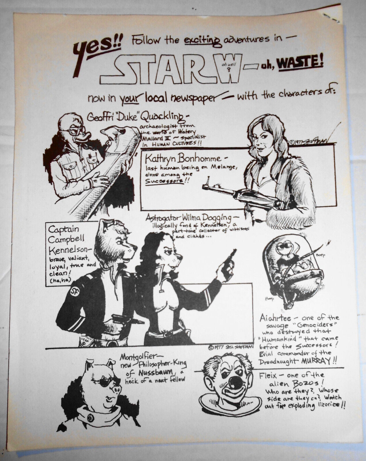 Star-Waste, by Stuart (Stu) Shiffman ***SIGNED*** 1977. Original comic strip