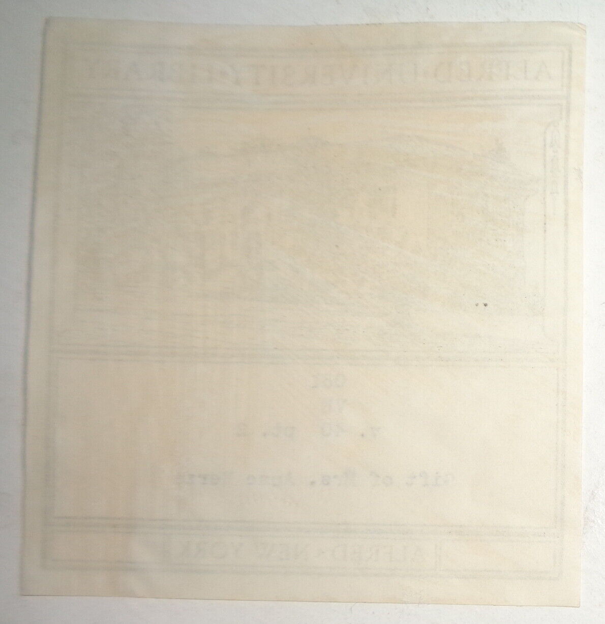 Alfred University Library Bookplate - by the Roycrofters