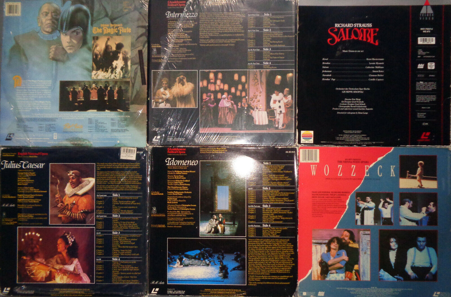6 Opera Laserdiscs: Magic Flute, Salome, Intermezzo, Julius Caesar, Idomeneo, Wo