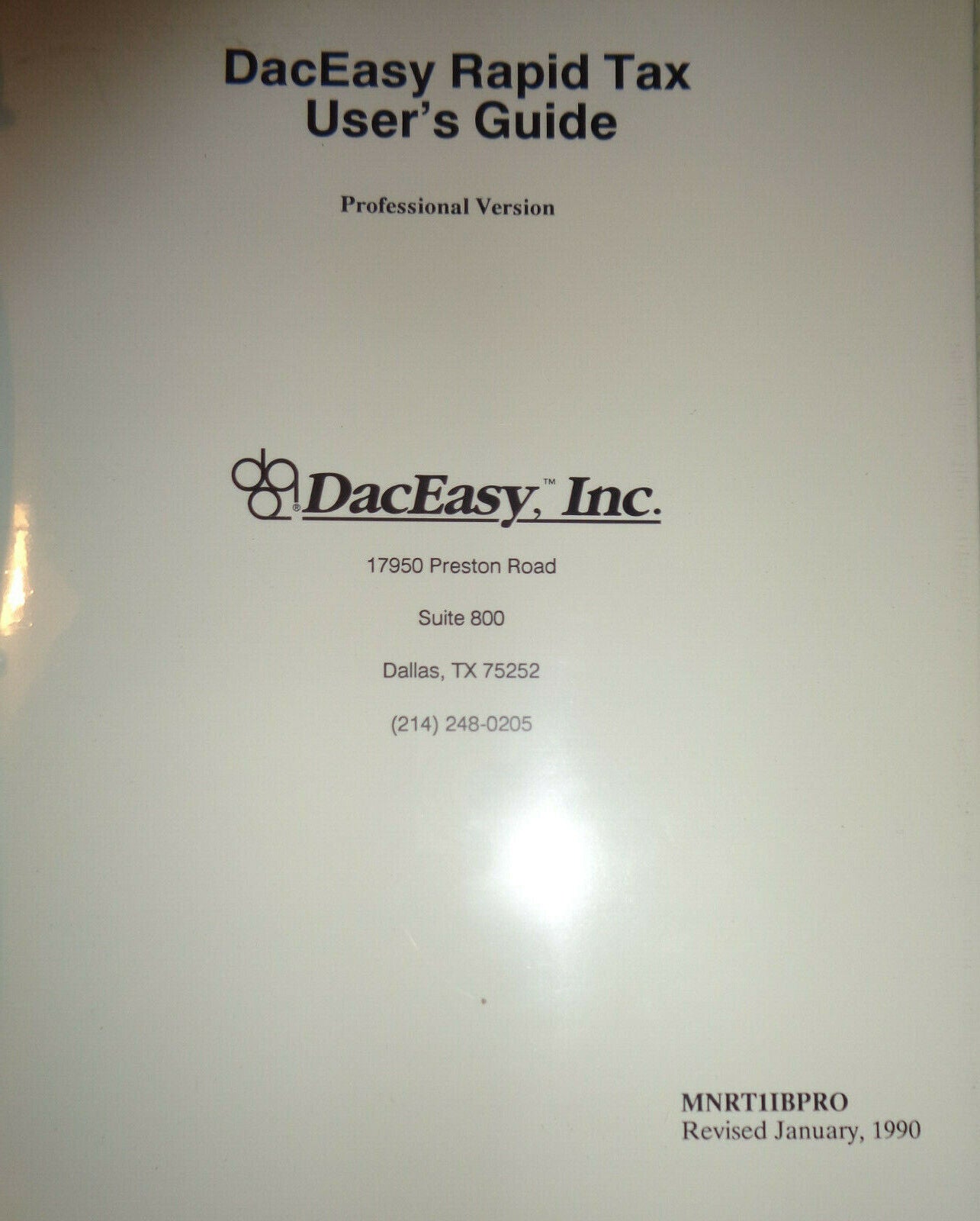 DacEasy Rapid Tax, Professional Version - 1989
