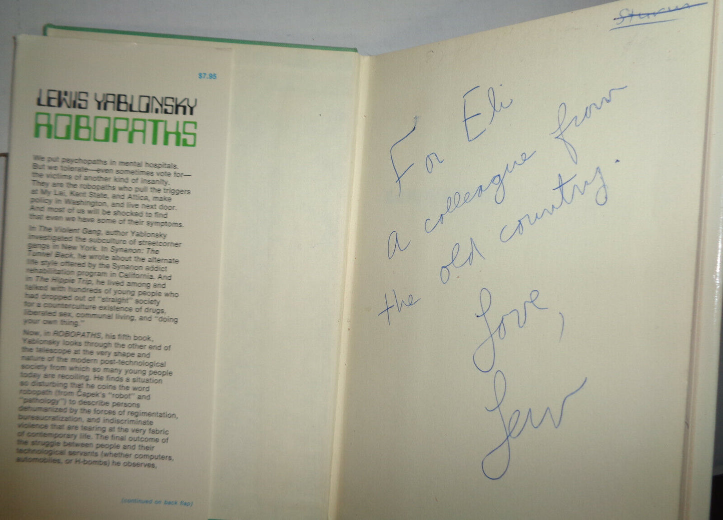 Lewis Yablonsky: Robopaths : Signed first edition, 1972. Hardcover