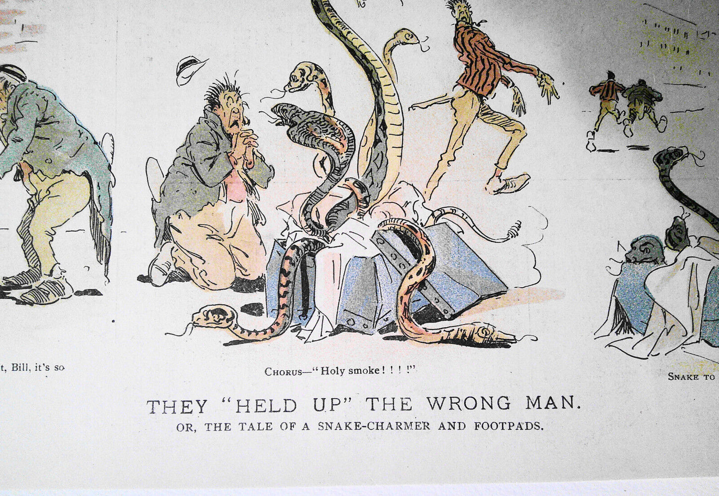 1894 They Held Up the Wrong Man - Tale of Snake-charmer. Judge Magazine original