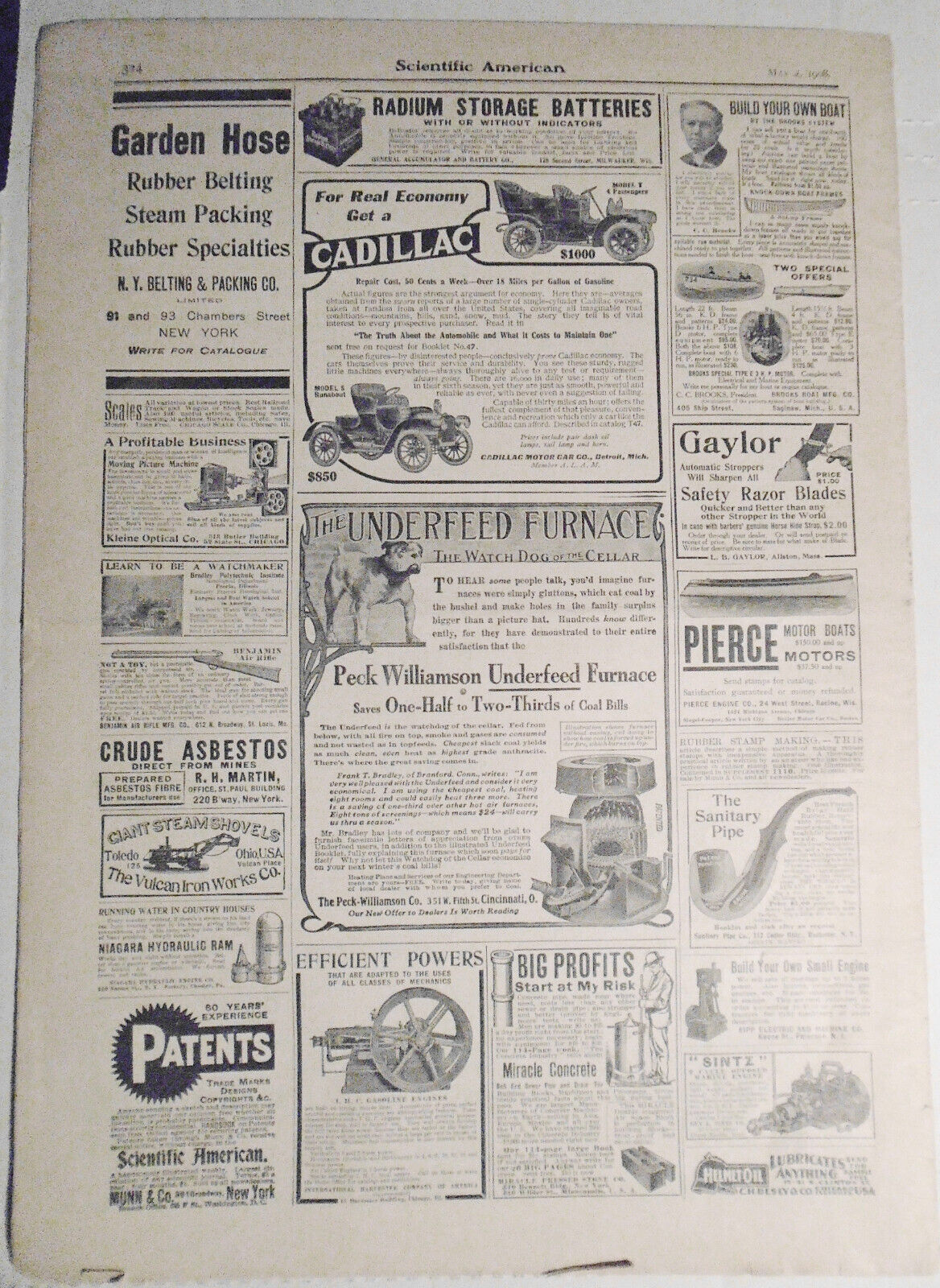 Scientific American - May 2, 1908 - Complete Original Issue. Stock autos, etc.