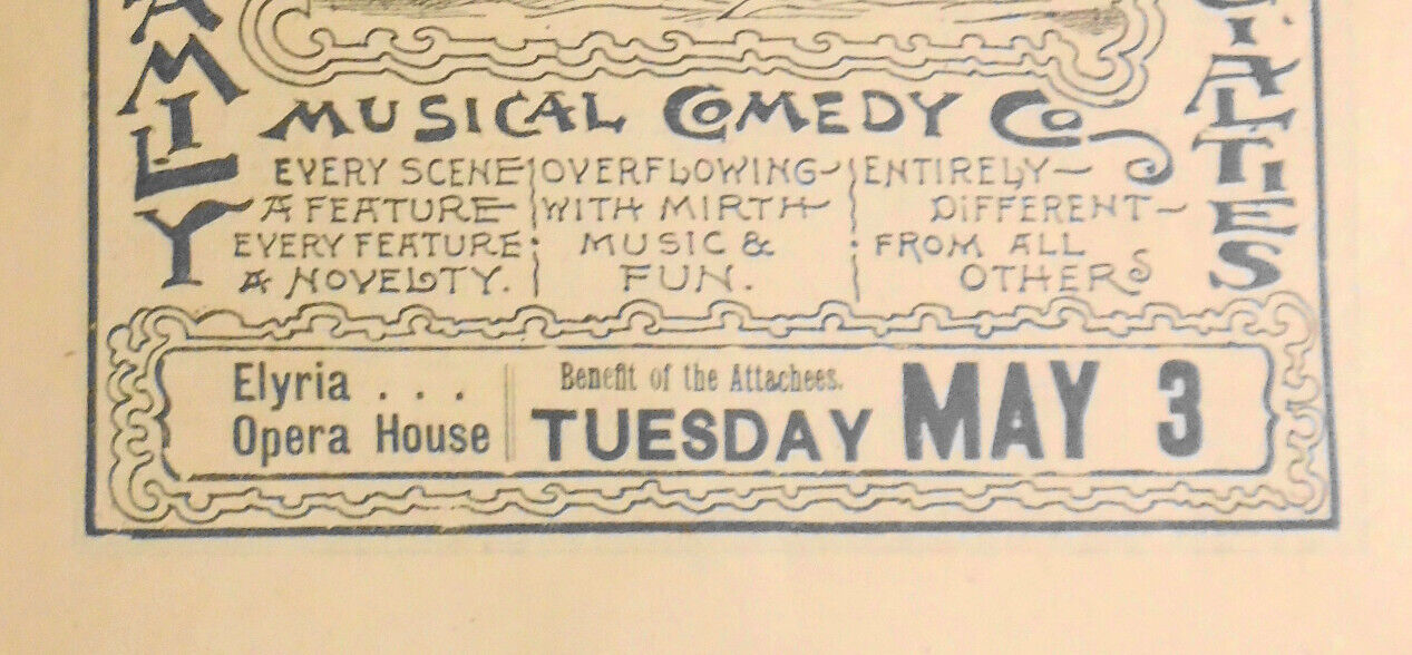 1893 Noss Family in Musical Comedy program - Elyria Opera House, Ohio