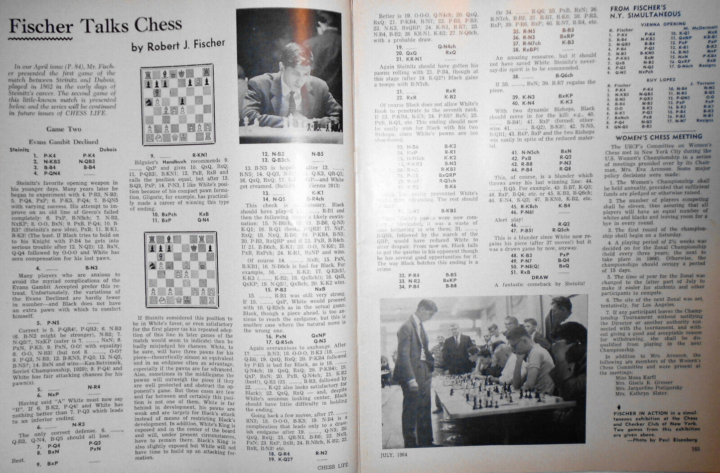 Chess Life, July1964 : Bobby Fischer talks chess; Interzonals, etc.
