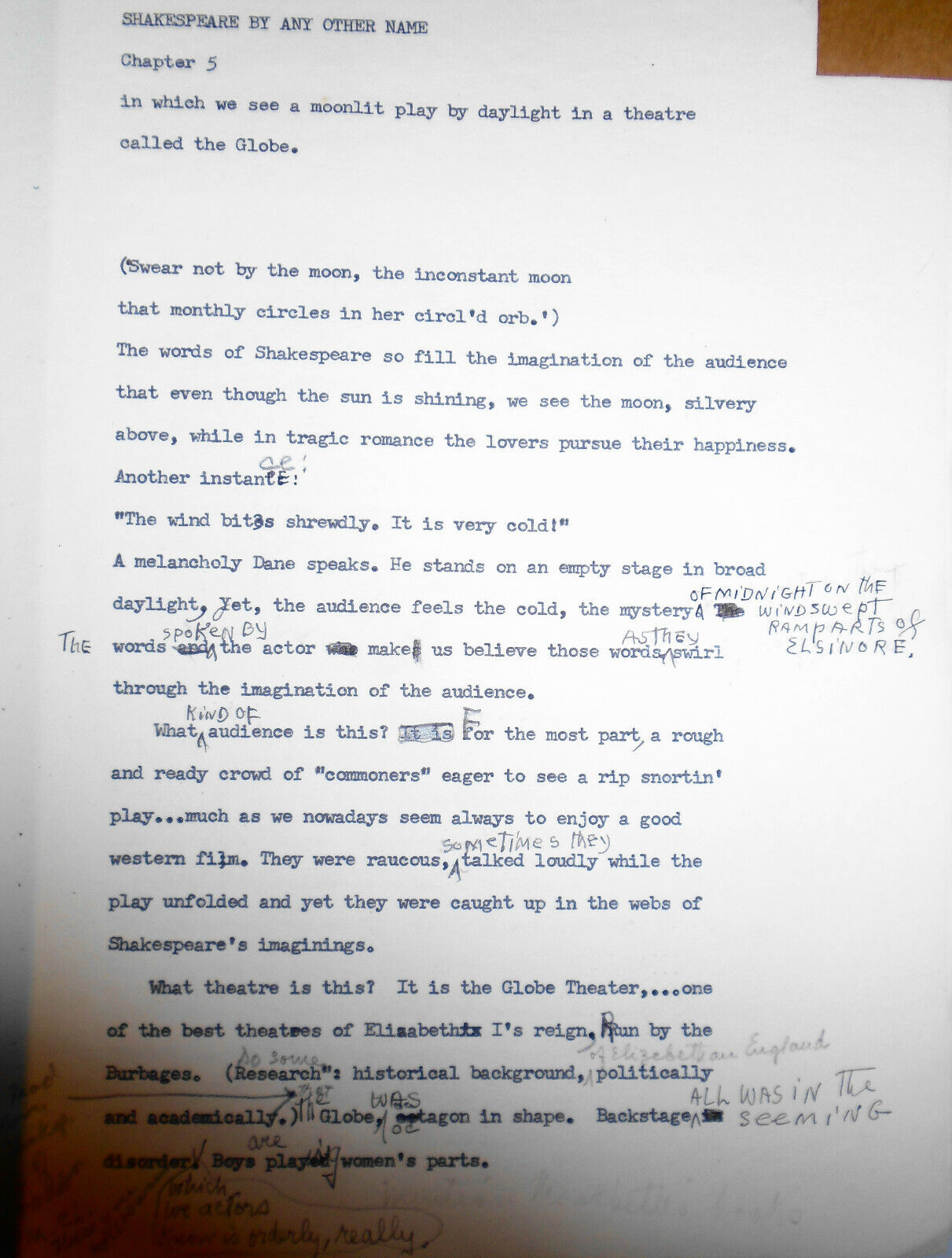 Actress Blanche Yurka - Dear Audience - Typed and handwritten outline Manuscript