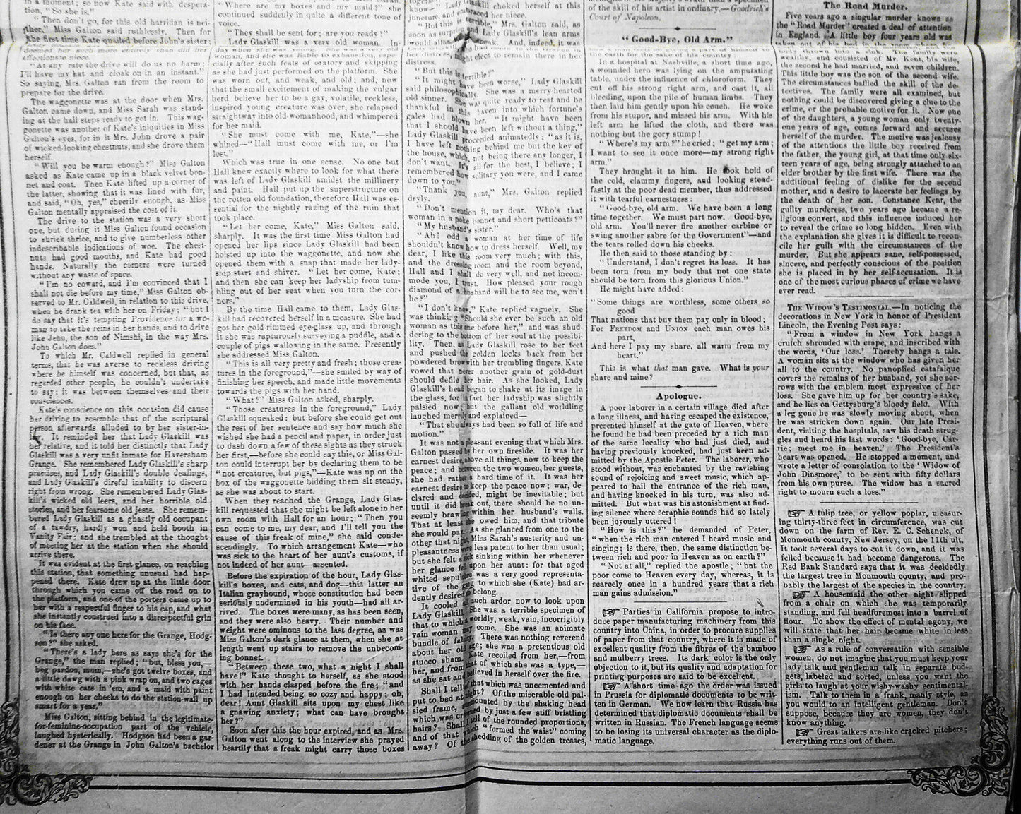 Saturday Evening Post, May 20, 1865 - Capture of Jeff Davis in Feminine Disguise