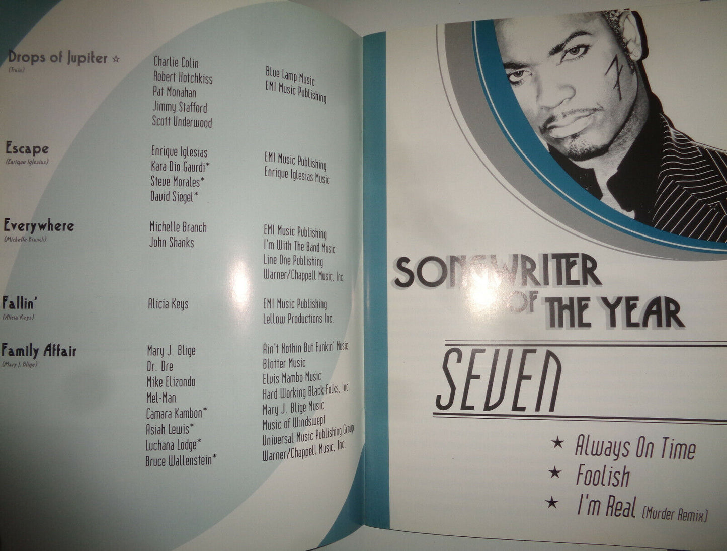 ASCAP Pop Music Awards 2003 Souvenir Program - Nelly, Seven, Elvis Costello .