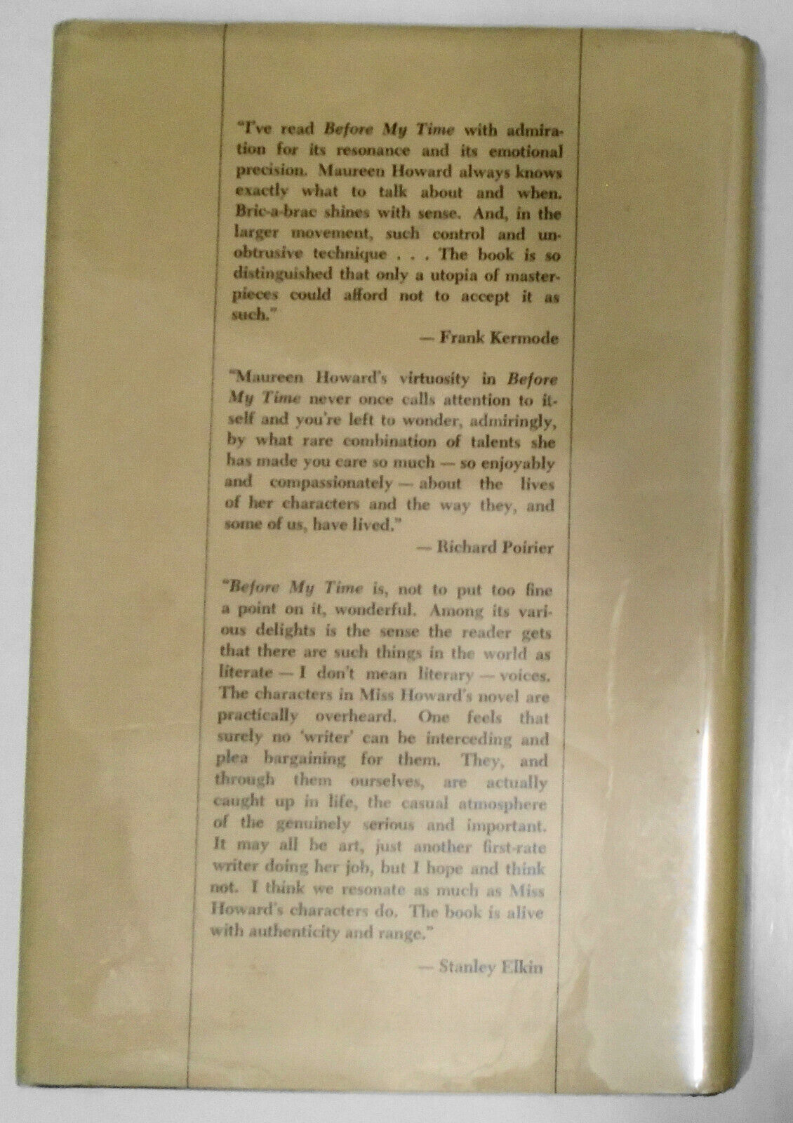Before My Time, by Maureen Howard. Special Advance Reading Copy. Hardcover 1974