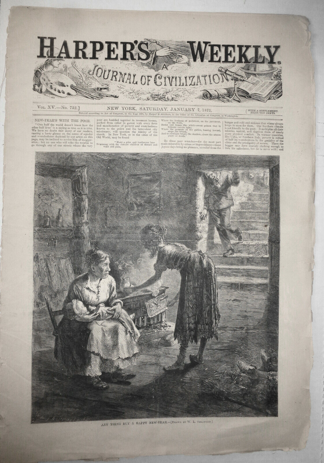 Harper's Weekly, Jan 7, 1871 - with "The Room in which Charles Dickens Wrote"