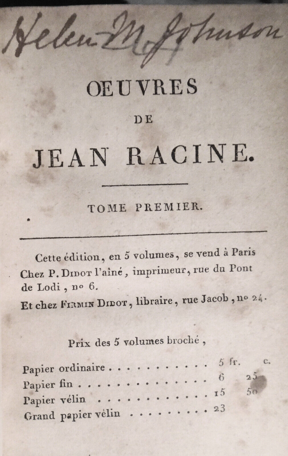 1817 Oeuvres de Jean Racine, Tomes 1, 2, & 3.