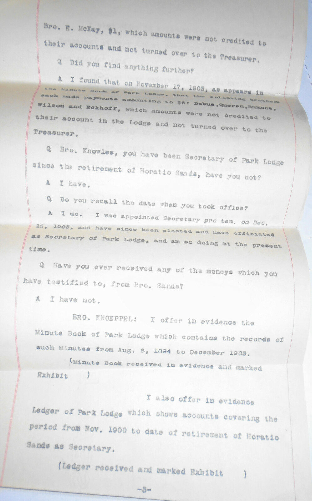 1904 Masonic Lodge Report on Trial & Expulsion of its Secretary for Fraud, NYC