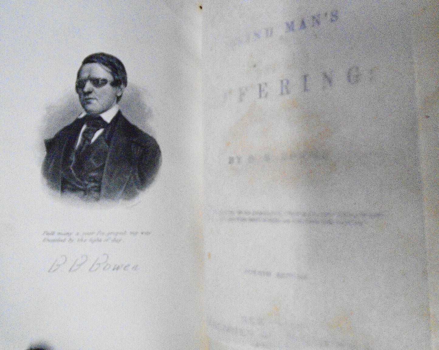 A blind man's offering, by B B Bowen. 1857