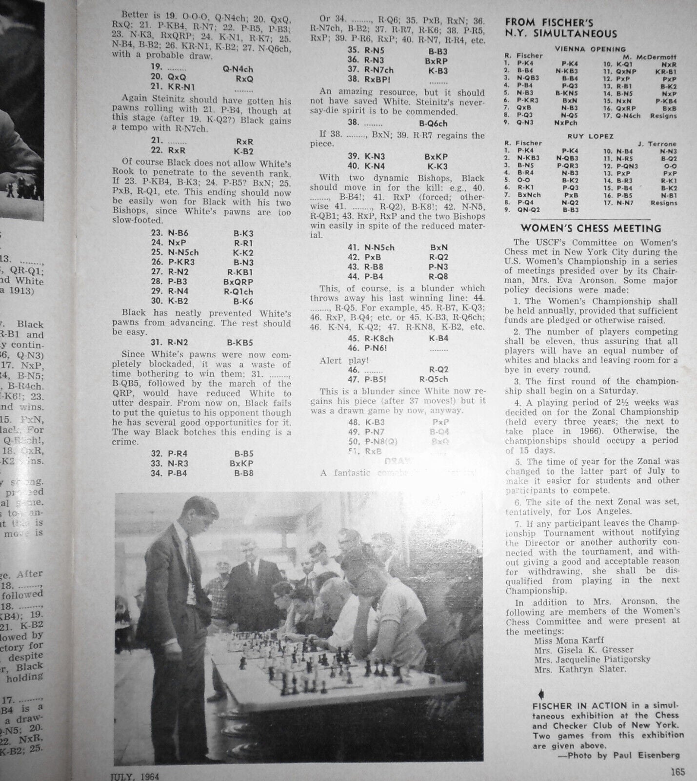 Chess Life, July1964 : Bobby Fischer talks chess; Interzonals, etc.