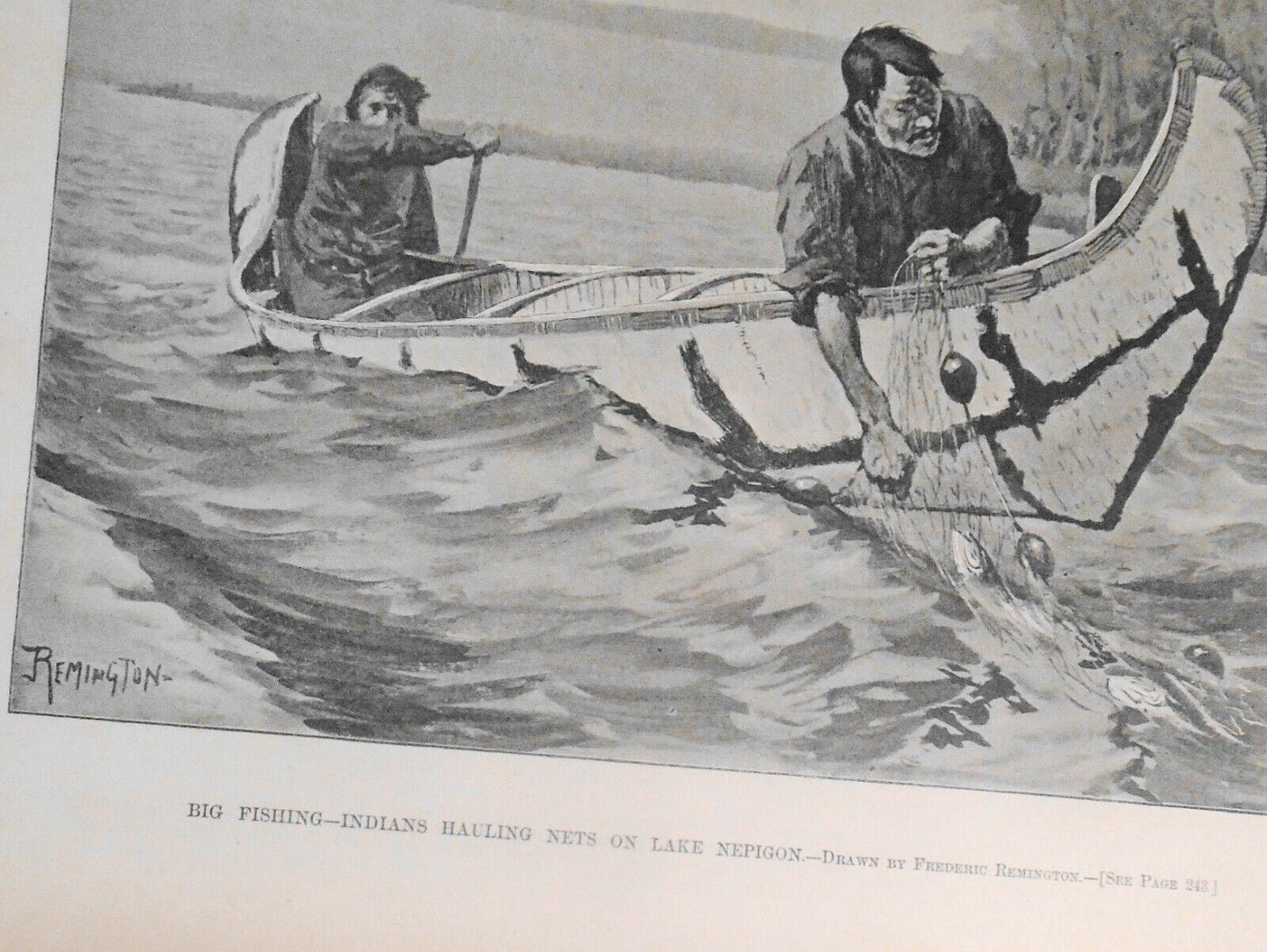 Big Fishing. Indians on Lake Nepigon. Frederick Remington Harper's Weekly 1891