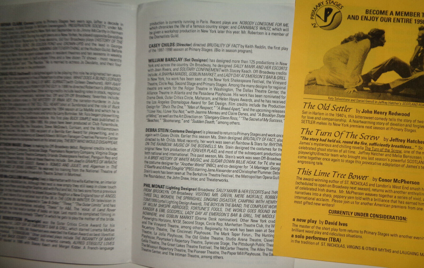 NASTY LITTLE SECRETS, by Lanie Robertson - PROGRAM - PRIMARY STAGES, NYC 1998.