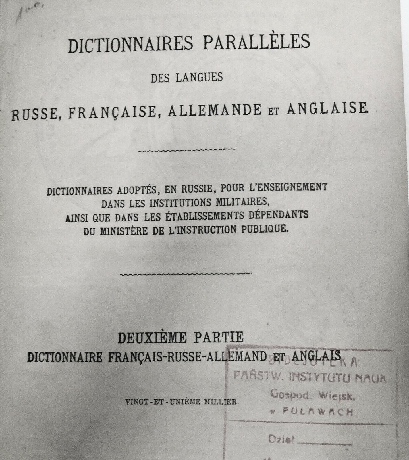 1900 Nouveaux dictionnaires parallèles des langues (4) ... Pt. 2 ... français