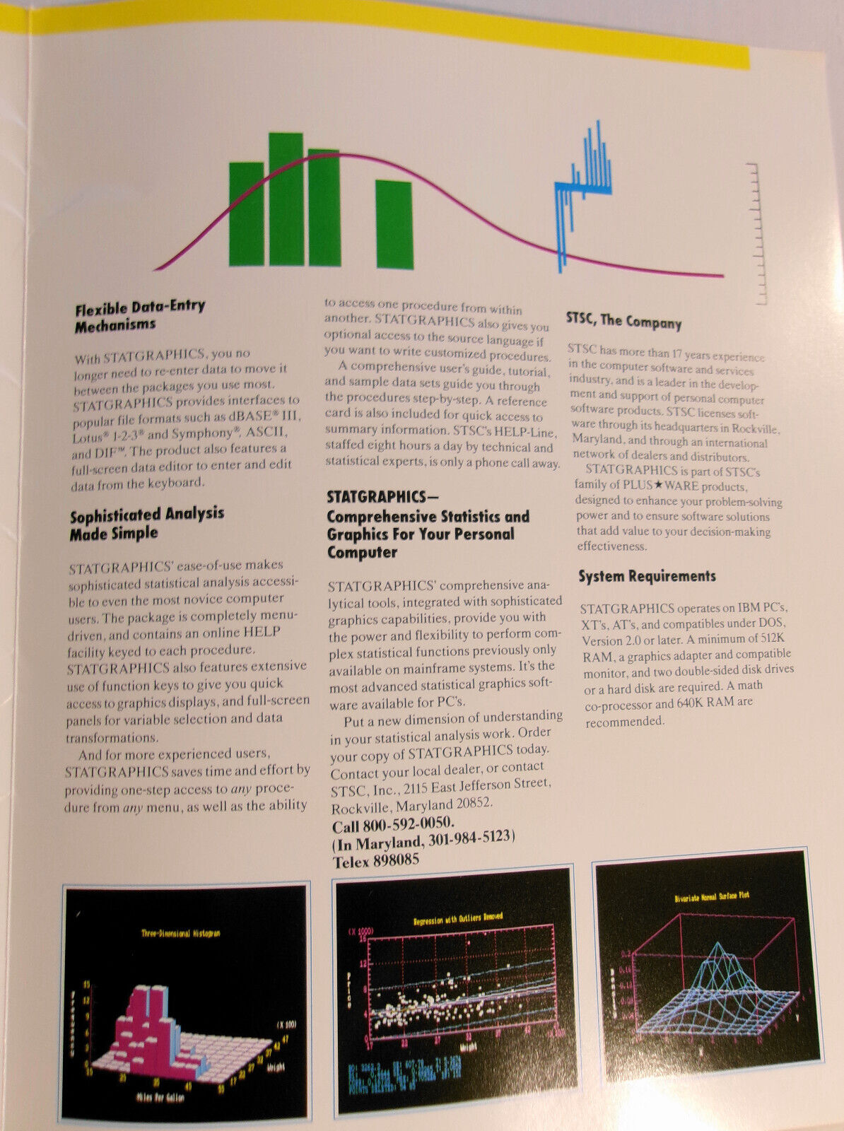 Statgraphics and Atlas*Graphics, by STSC, Inc. - Promo brochures, 1987.
