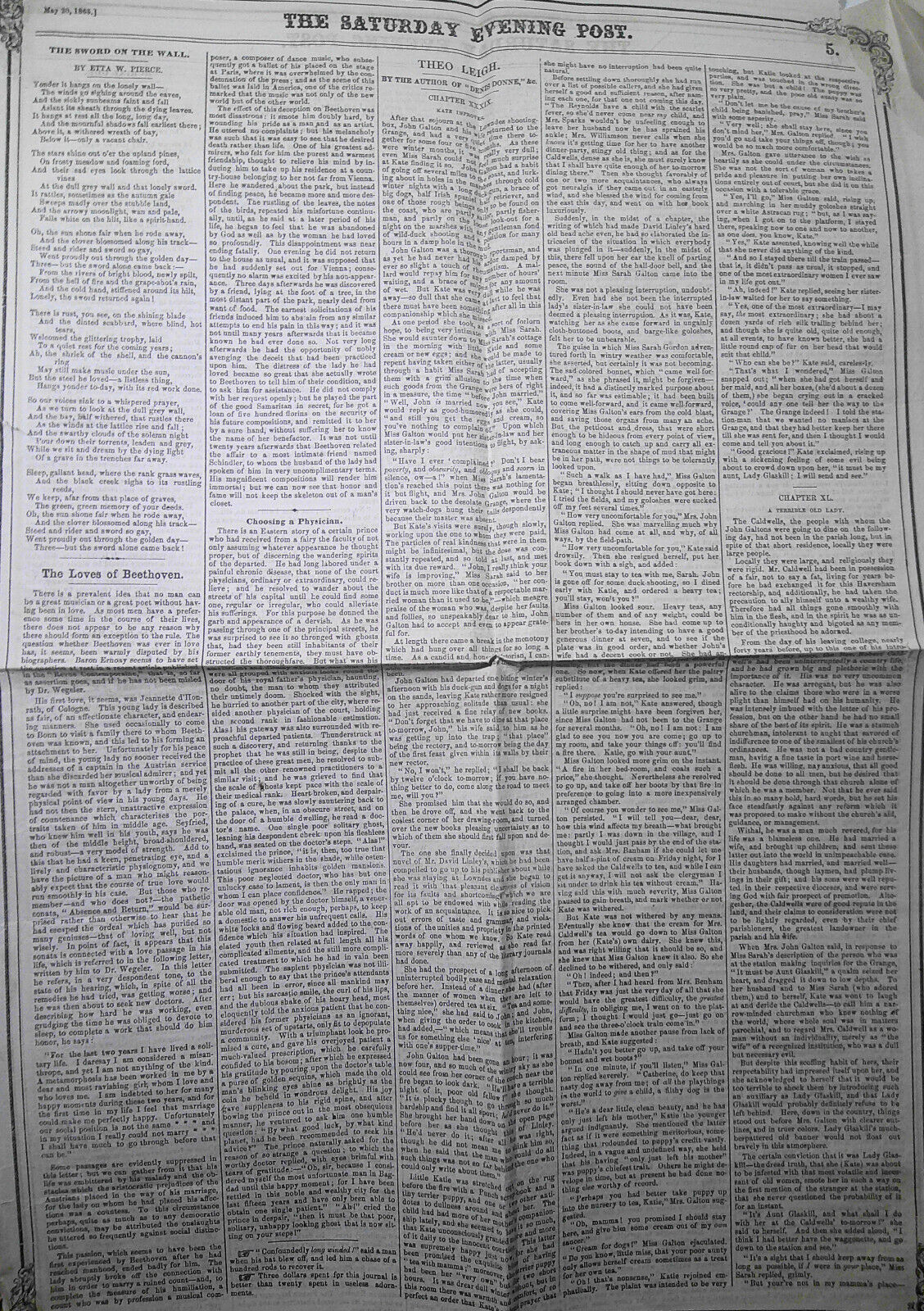 Saturday Evening Post, May 20, 1865 - Capture of Jeff Davis in Feminine Disguise