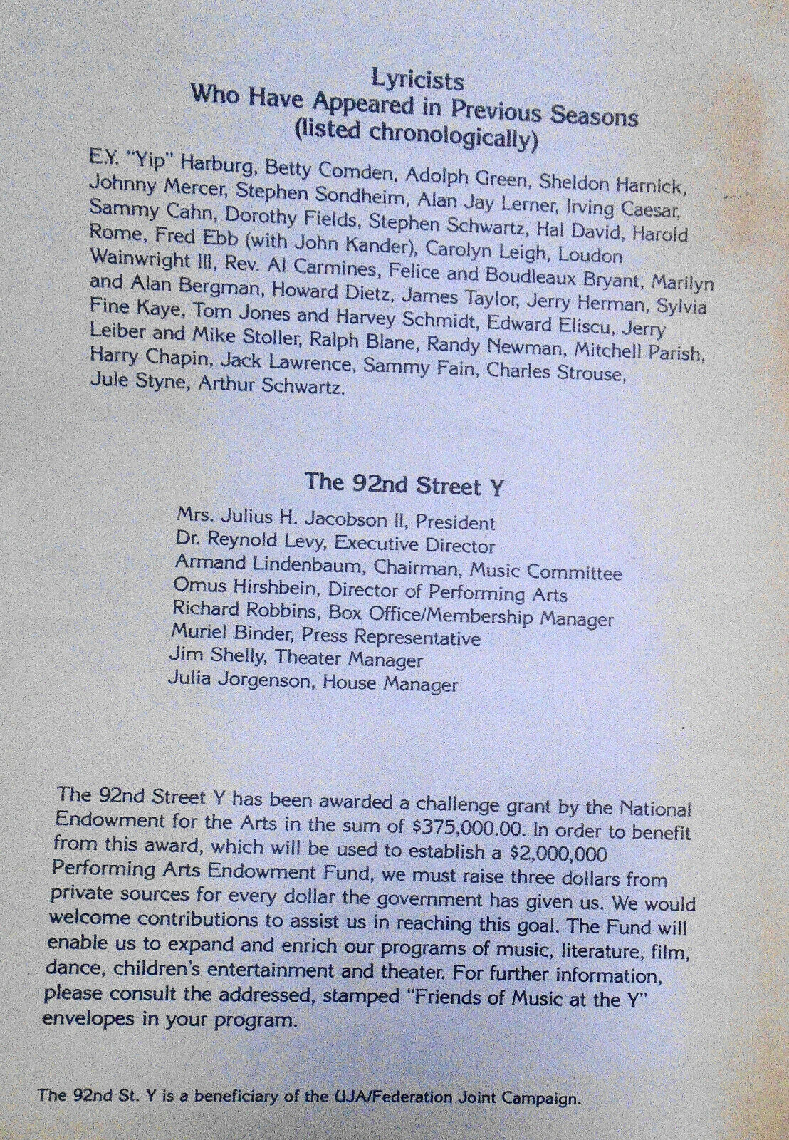 Great Lyricists Remembered: Cole Porter - Program - 92nd St. Y, February 1979